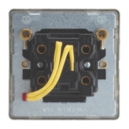 Contactum Lyric 45A 1-Gang DP Control Switch Brushed Steel with Neon with Black Inserts