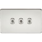 Knightsbridge  10AX 3-Gang 2-Way Light Switch  Polished Chrome