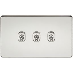 Knightsbridge  10AX 3-Gang 2-Way Light Switch  Polished Chrome