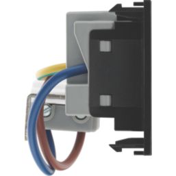 British General  13A Modular Key Switch Switched Socket Black