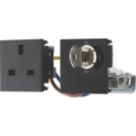 British General  13A Modular Key Switch Switched Socket Black