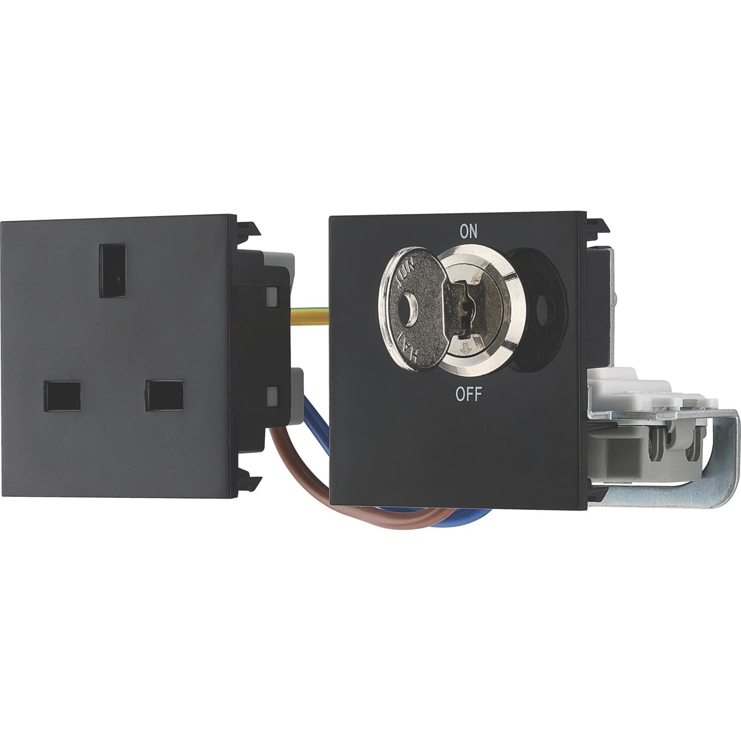 British General 13A Modular Key Switch Switched Socket Black (859XF)