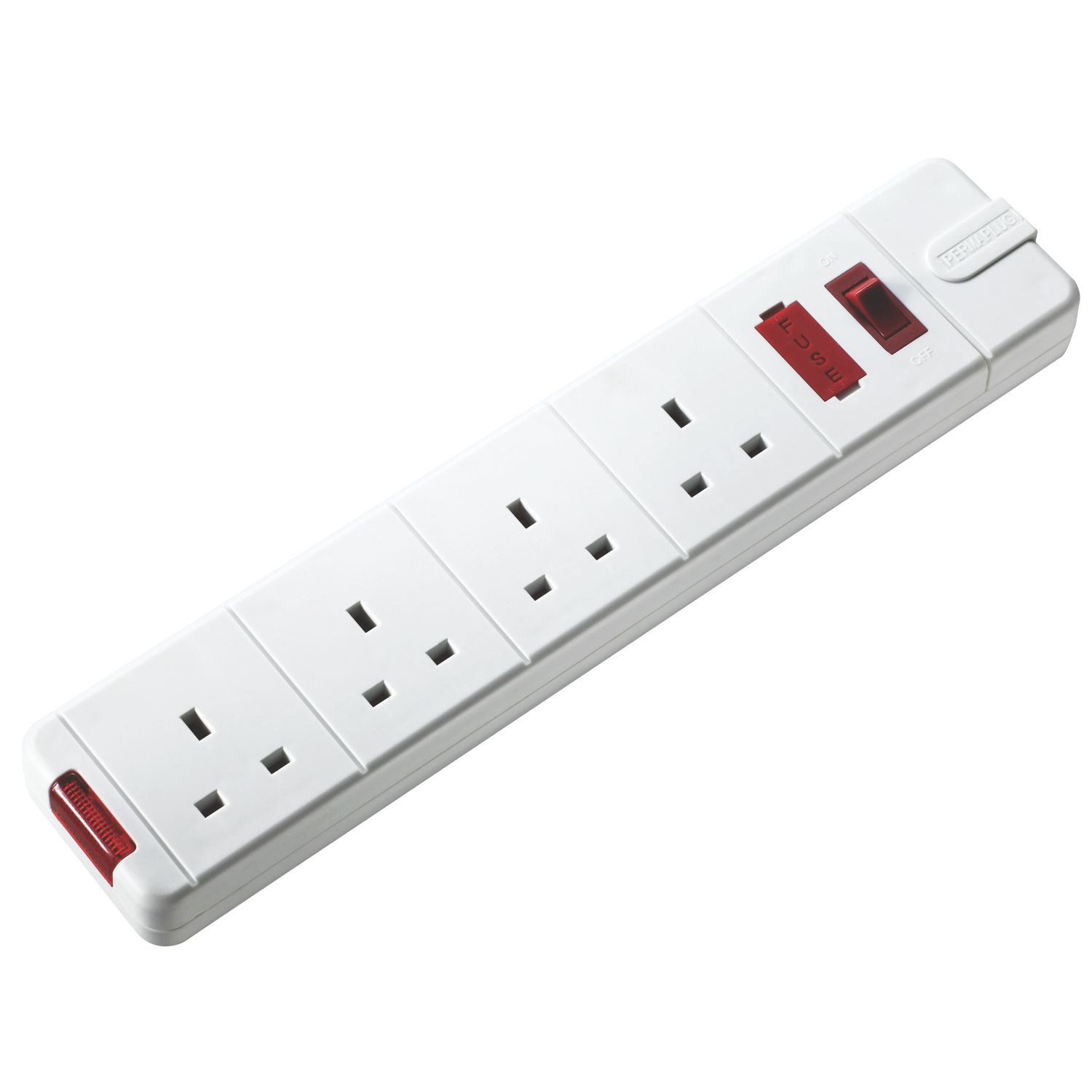 Masterplug 13A 4-Gang Fused 4-Socket Switched with LED White (859XG)