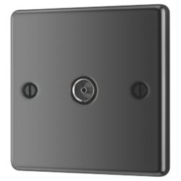 LAP  1-Gang Female Coaxial TV Socket Black Nickel