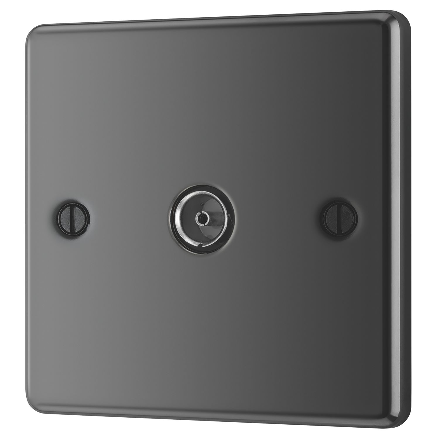 LAP 1-Gang Female Coaxial TV Socket Black Nickel (86014)