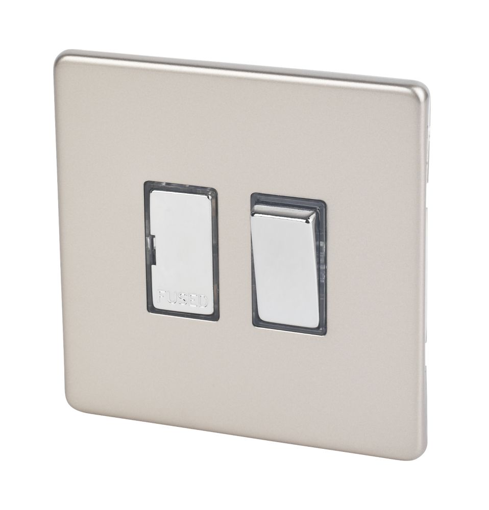 Varilight  13AX Switched Fused Spur  Satin Chrome with Black Inserts