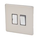 Varilight  13AX Switched Fused Spur  Satin Chrome with Black Inserts