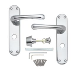 Serozzetta Ibra Lever on Backplate WC Door Handle Pair Polished Chrome