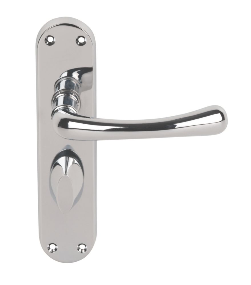 Serozzetta Ibra Lever on Backplate WC Door Handle Pair Polished Chrome