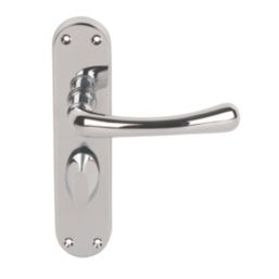 Serozzetta Ibra Lever on Backplate WC Door Handle Pair Polished Chrome
