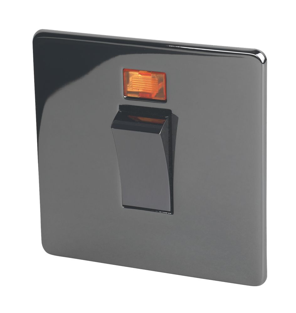 Crabtree Platinum 45A 1-Gang DP Cooker Switch Black Nickel with Neon