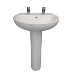 Swirl Enz Wall-Mounted Basin 2 Tap Holes 555mm