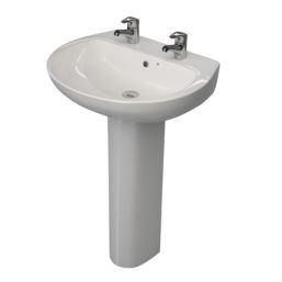 Swirl Enz Wall-Mounted Basin 2 Tap Holes 555mm