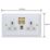 Varilight  13A 2-Gang SP Switched Socket + 3A 45W 2-Outlet Type C USB Charger Georgian White with White Inserts