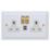 Varilight  13A 2-Gang SP Switched Socket + 3A 45W 2-Outlet Type C USB Charger Georgian White with White Inserts