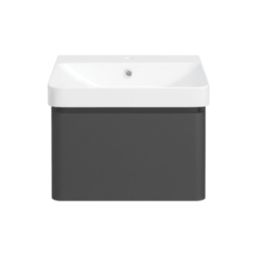 Essentials Genoa Vanity Unit with Basin Matt Black 500mm x 460mm x 360mm