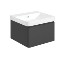 Essentials Genoa Vanity Unit with Basin Matt Black 500mm x 460mm x 360mm