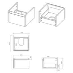 Essentials Genoa Vanity Unit with Basin Matt Black 500mm x 460mm x 360mm