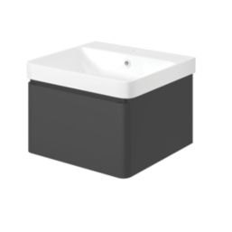 Essentials Genoa Vanity Unit with Basin Matt Black 500mm x 460mm x 360mm
