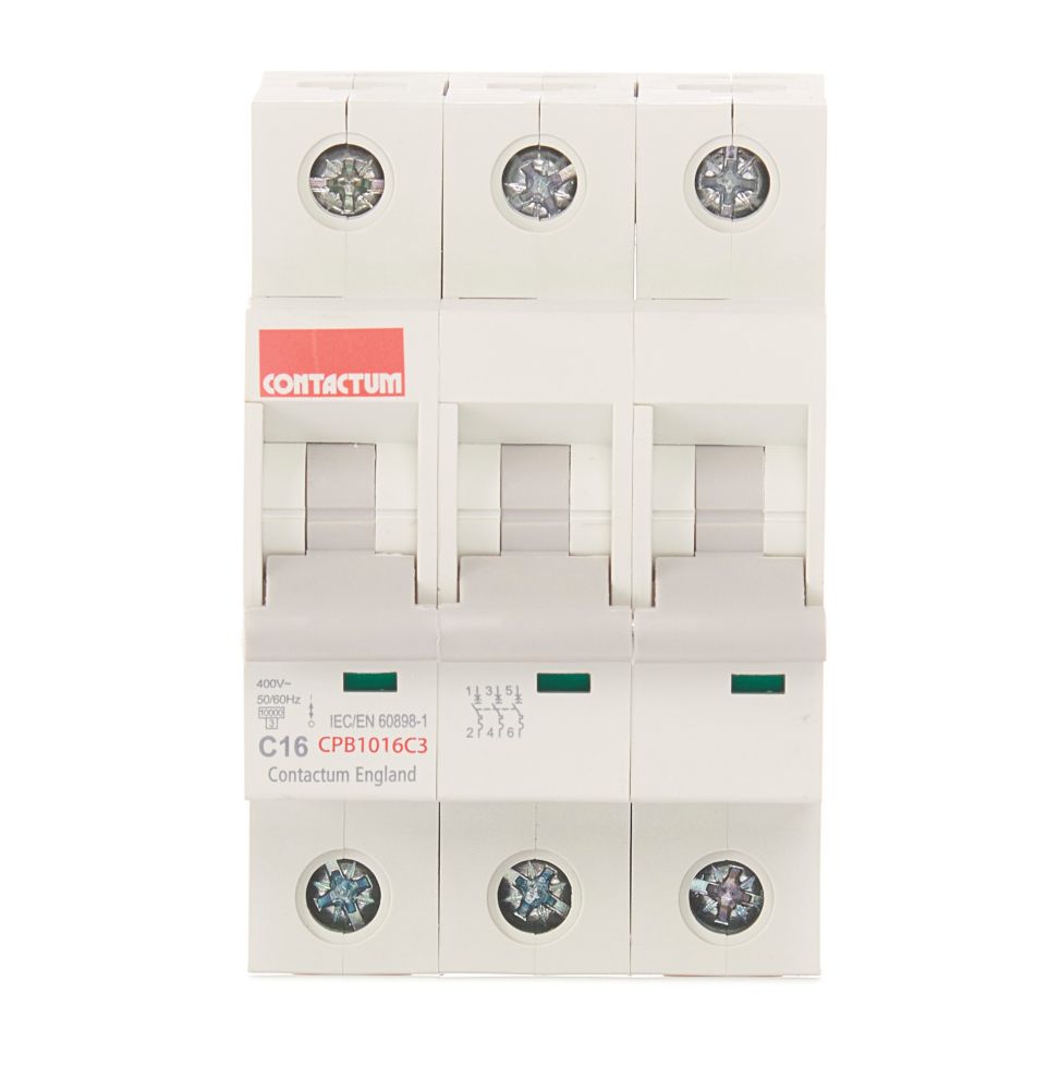 Contactum Defender 16A TP Type C 3-Phase MCB - Screwfix