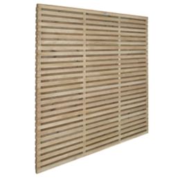 Forest VENHHM6PK4HD Double-Slatted  Fence Panels Natural Timber 6' x 6' Pack of 4