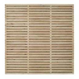 Forest VENHHM6PK4HD Double-Slatted  Fence Panels Natural Timber 6' x 6' Pack of 4