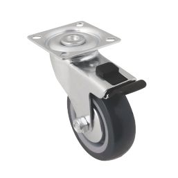 Essentials Heavy Duty TPR Braked Swivel Castor 75mm Grey