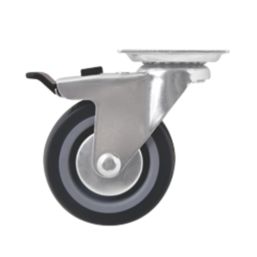 Essentials Heavy Duty TPR Braked Swivel Castor 75mm Grey