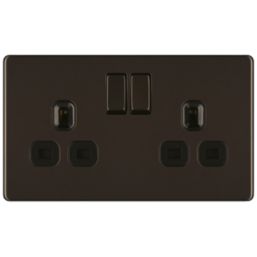 LAP  13A 2-Gang DP Switched Power Socket Black Nickel  with Black Inserts