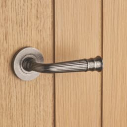 Designer Levers Whitby Lever on Rose Door Handle Pair Antique Pewter