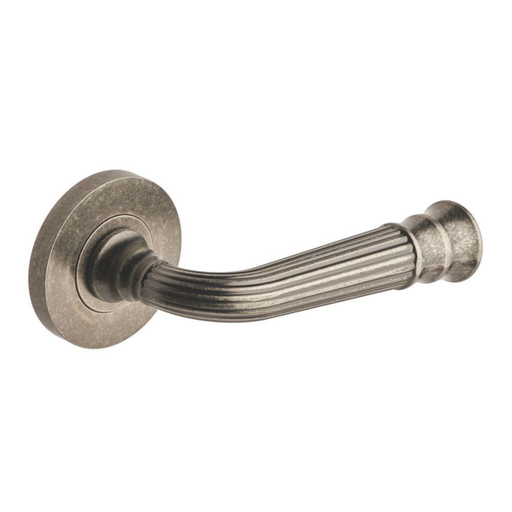 Designer Levers Whitby Lever on Rose Door Handle Pair Antique Pewter Screwfix