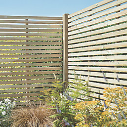 Forest  Single-Slatted  Garden Fence Panel Natural Timber 6' x 6' Pack of 5