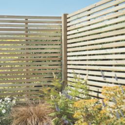 Forest  Single-Slatted  Fence Panels Natural Timber 6' x 6' Pack of 5