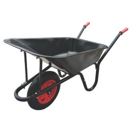Refurb Forge Steel  Pneumatic Wheels Wheelbarrow Black 85Ltr