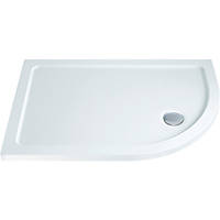 Essentials Offset Quadrant Shower Tray with 90mm Fast Flow Waste Right-Hand White 900 x 760 x 40mm