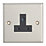 Contactum iConic 5A 1-Gang Unswitched Round Pin Socket Brushed Steel with Black Inserts