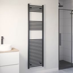 Flomasta 1800mm x 500mm 2498BTU Black Flat  Towel Radiator