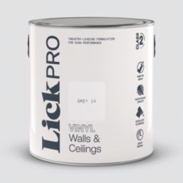 LickPro  2.5Ltr Grey 14 Vinyl Matt Emulsion  Paint