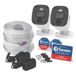 Swann SWPRO-2KMQBPK2-EU White Wired 2K Indoor & Outdoor Bullet Smart Add-On CCTV Cameras 2 Pack