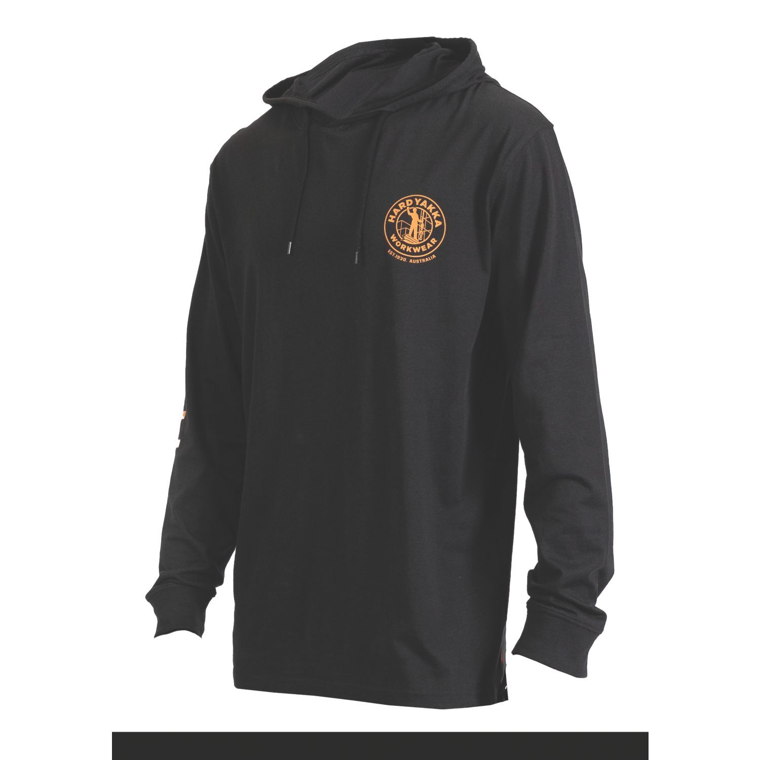 Hard Yakka HY HOODED L/S TEE Sweat Shirts Black Medium 30.5" Chest (861AY)