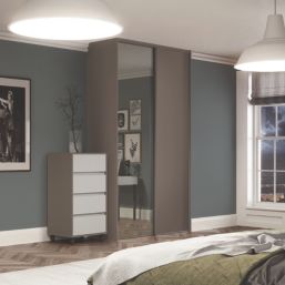 Spacepro Classic 2-Door Sliding Wardrobe Door Kit Stone Grey Frame Stone Grey / Mirror Panel 1185mm x 2260mm