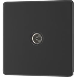 LAP  1-Gang F-Type Coaxial TV / FM Socket Matt Black