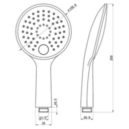 Highlife Bathrooms  Shower Handset Chrome 120mm x 250mm