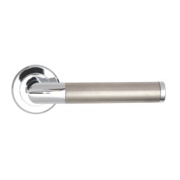 Serozzetta Trend Fire Rated Lever on Rose Door Handle Pair Polished Chrome / Satin Nickel