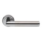 Serozzetta Trend Fire Rated Lever on Rose Door Handle Pair Polished Chrome / Satin Nickel