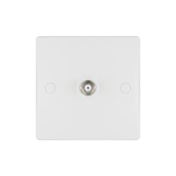 Schneider Electric Ultimate Slimline 1-Gang F-Type Satellite Socket White with Colour-Matched Inserts