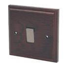 Varilight  20AX 1-Gang DP Control Switch Dark Oak  with Black Inserts