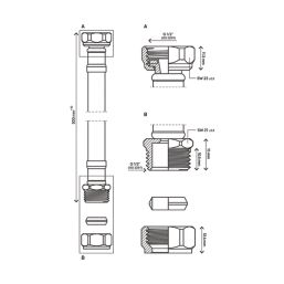 Flomasta Straight Flexible Compression Hose 15mm x 1/2" x 300mm