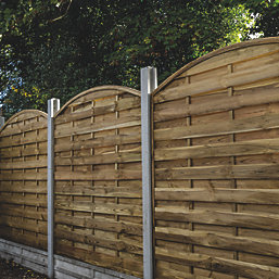 Forest Dome Double-Slatted Curved Top Fence Panel Natural Timber 6' x 6' Pack of 4