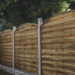 Forest Dome Double-Slatted Curved Top Fence Panels Natural Timber 6' x 6' Pack of 4